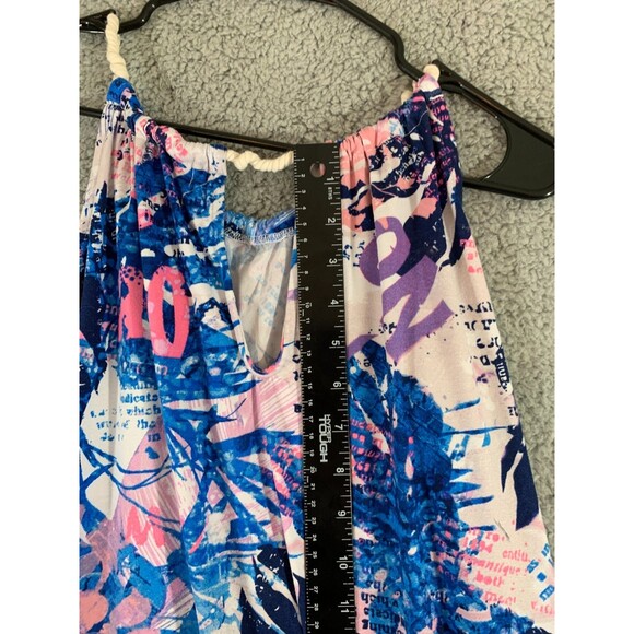 Rouge Collection Sundress 1X Flora Leaves Blue Purple Dress Rope Collar - Picture 11 of 12